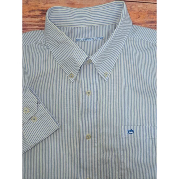 Southern Tide Mens Blue Striped Button-Down Shirt XXL - Picture 4 of 8